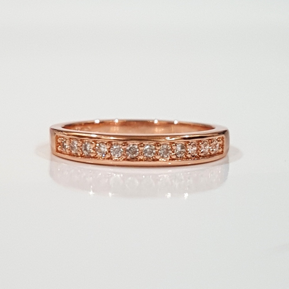 18K Rose-Gold Simulated Diamond Band Ring